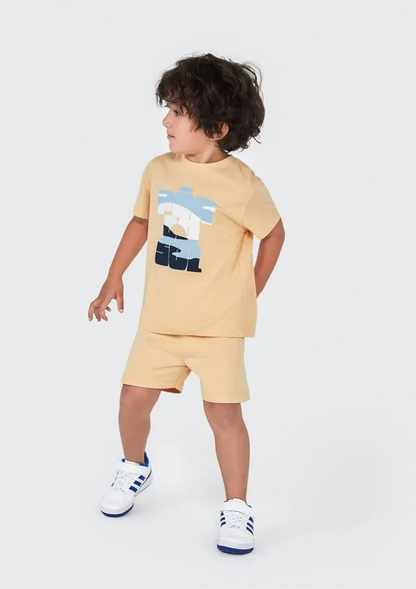 Conjunto Curto Infantil Menino Toddler - Amarelo 003