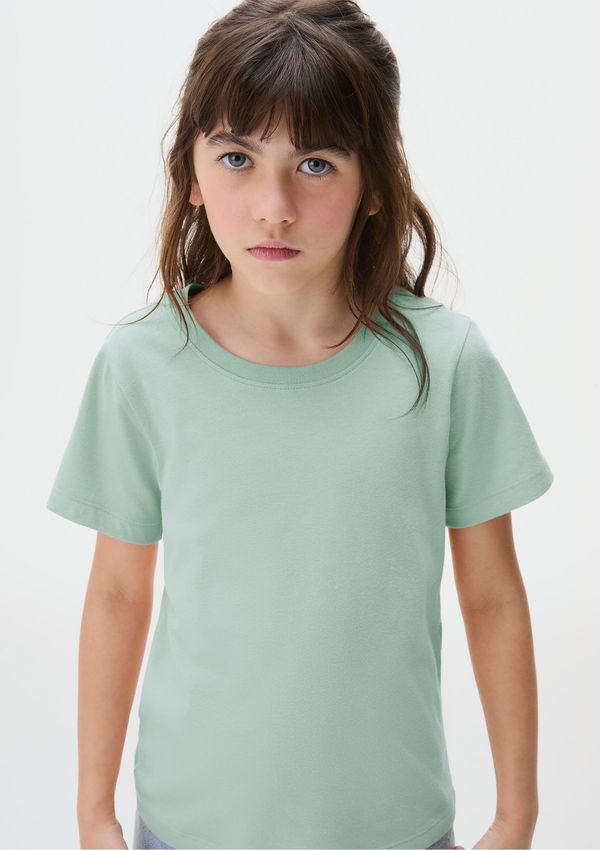 Blusa Manga Curta Infantil Menina Em Malha - Verde 014