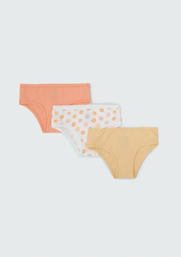 kit Com 3 Calcinhas Infantil Em Ribana - Multicolorido 002