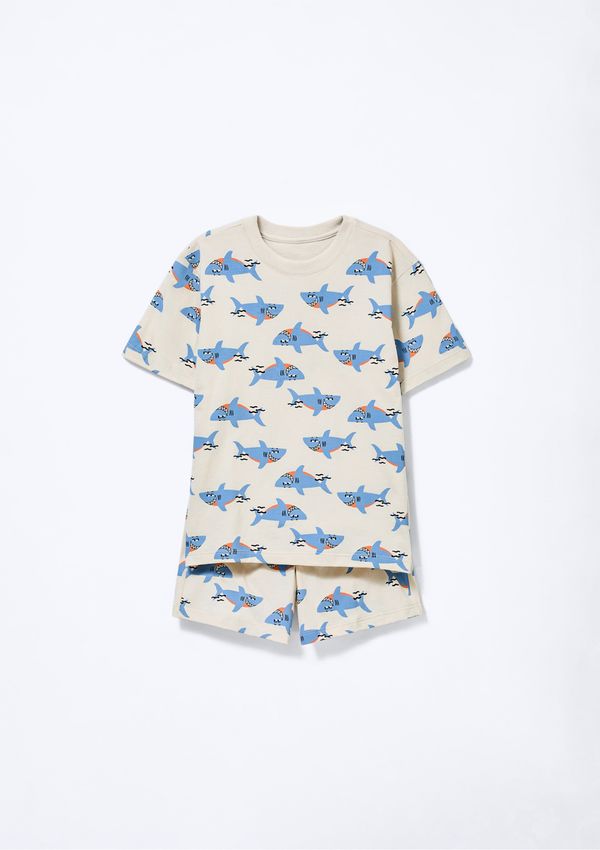 Pijama Curto Infantil Menino Box Estampado - Off white 002