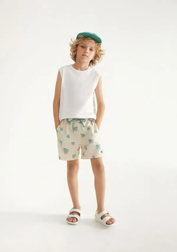 Shorts Infantil Menino Estampado - Creme 006
