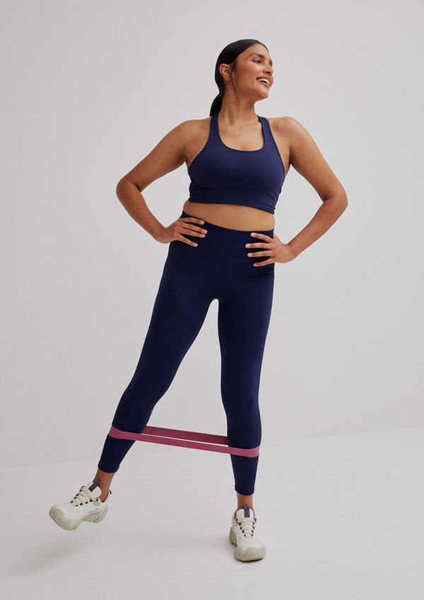 Calça Legging Feminina Esportiva Básica Biodegradável - Azul G