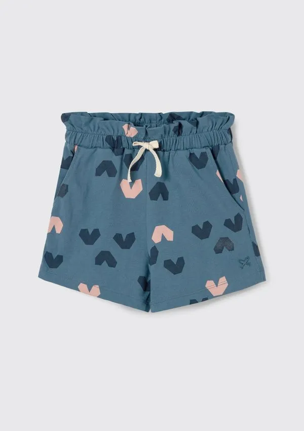 Shorts Básico Infantil Menina Clochard Estampado - Azul 012