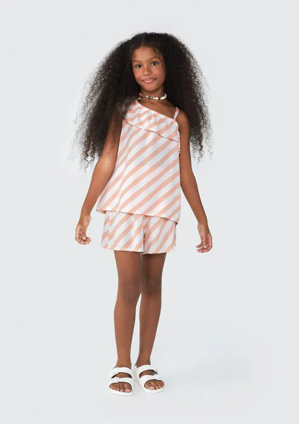 Conjunto Curto Infantil Menina - Laranja 008