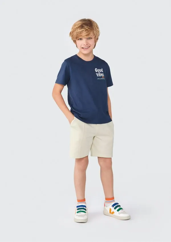 Camiseta Infantil Menino Manga Curta Com Estampa - Azul 016