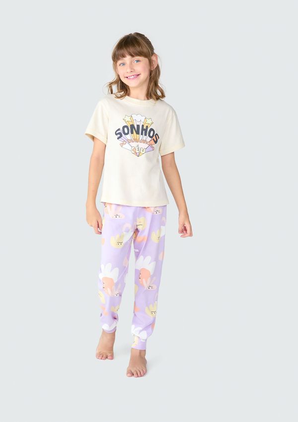 Pijama Infantil Menina Regular Com Estampa - Amarelo 002