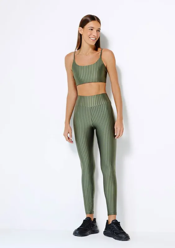 Calça Legging Esportiva Feminina Com Brilho E Proteção UV 50+ - Verde G