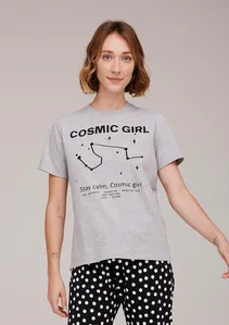 Blusa Feminina Com Estampa Frontal - Cinza XG