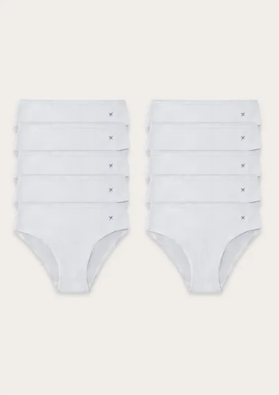 Kit 10 Calcinhas Básicas Caleçon Em Algodão - Branco XG