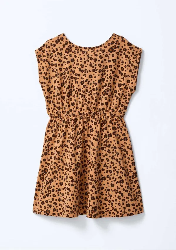 Vestido Curto Infantil Em Algodão Estampado - Bege 016