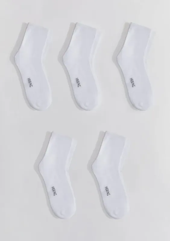 Kit 5 Pares De Meias Unissex Cano Médio - Branco M