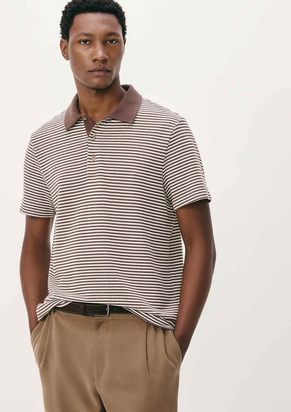Camisa Polo Masculina Manga Curta Fio Tinto - Bege XXG