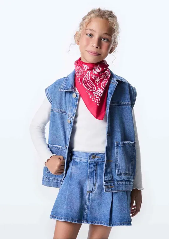 Colete Infantil Unissex Regular Jeans - Azul 005