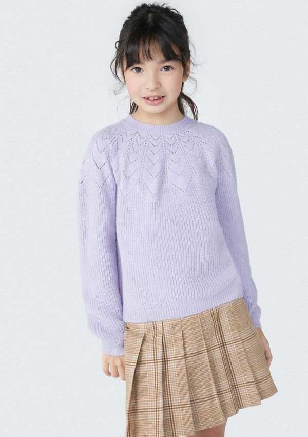 Blusão Infantil Menina Em Tricô - Roxo 006