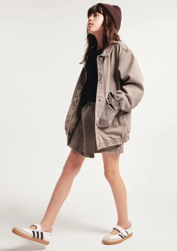 Jaqueta Infantil Menina Oversized Estonada - Cinza 010