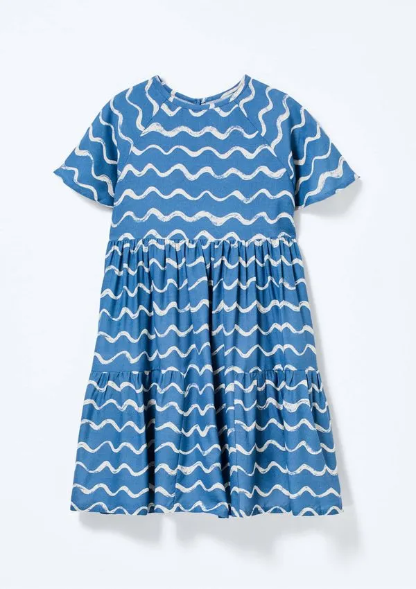 Vestido Infantil Menina Estampado - Azul 010