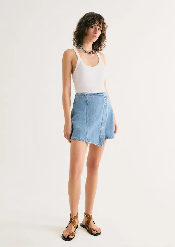 Shorts Saia Jeans Cintura Média - Azul 040