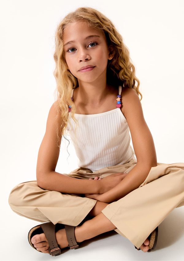 Regata Infantil Menina Alças Com Miçangas - Off white 005