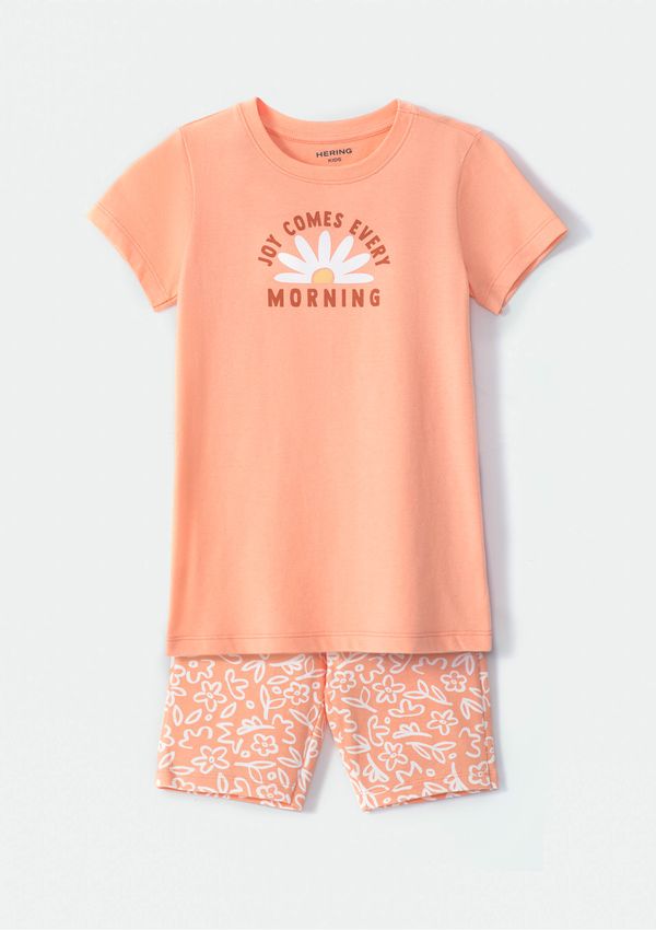 Conjunto Infantil Menina Curto Com Estampa - Laranja 006