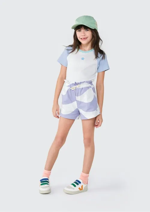 Shorts Básico Infantil Menina Clochard Estampado - Off white 014