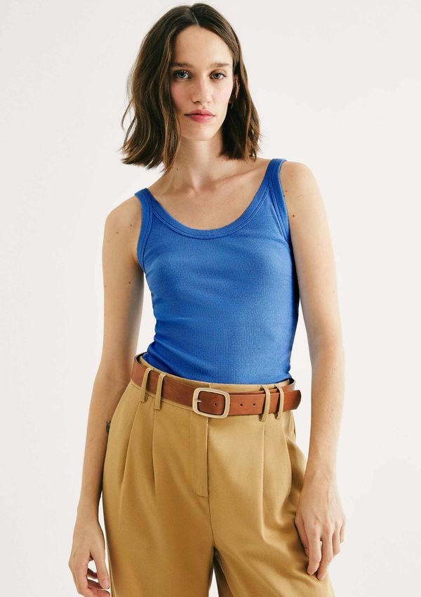 Regata Básica Feminina Slim Rib - Azul M