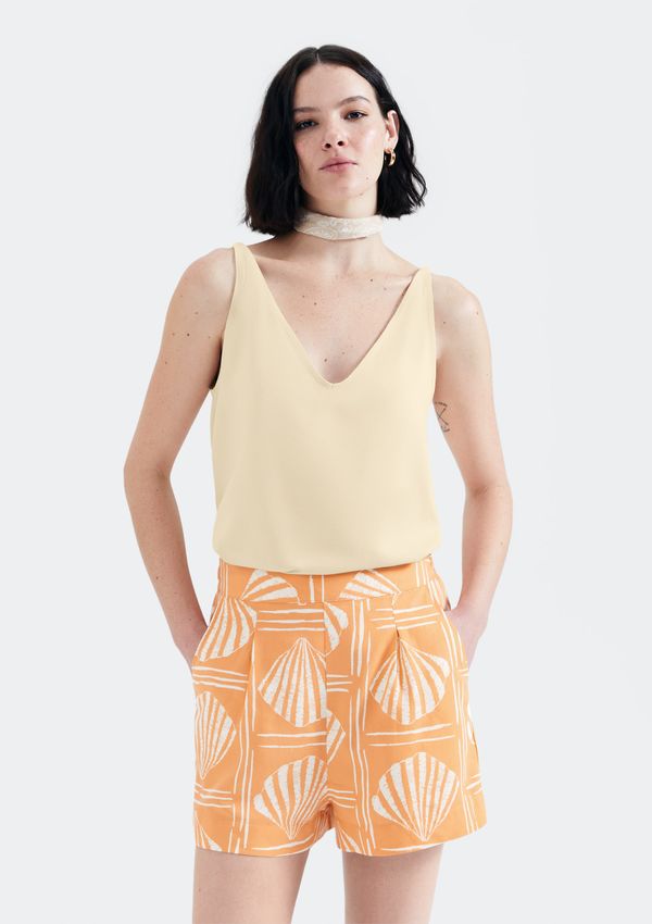 Regata Feminina Em Tecido Creponado - Off white P