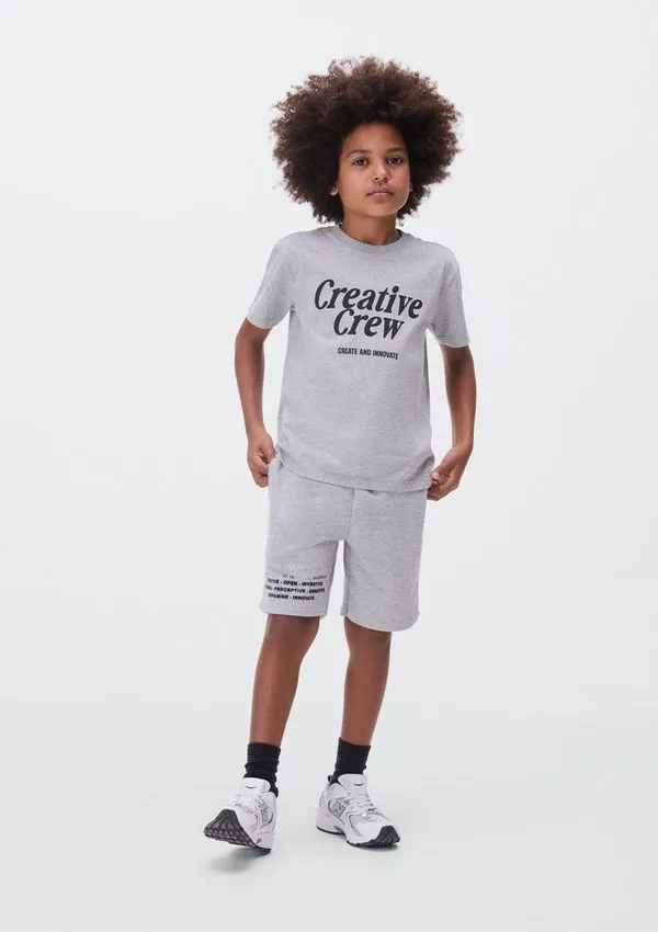 Conjunto Curto Infantil Menino Com Estampa - Cinza 006