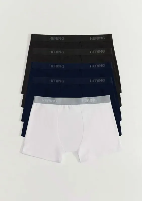 Kit 5 Cuecas Boxer Com elástico Personalizado - Multicolorido P