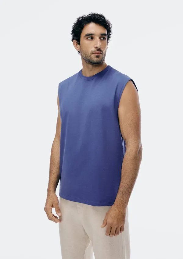 Regata Masculina Comfort Alças Largas Super Cotton - Azul G
