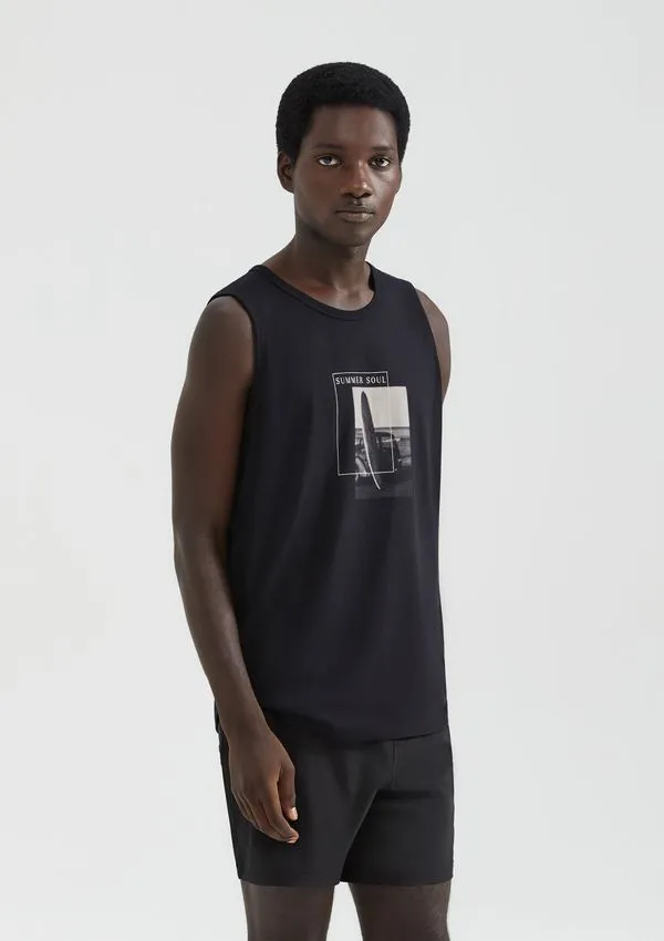 Regata Básica Masculina Regular Com Estampa - Preto XXG