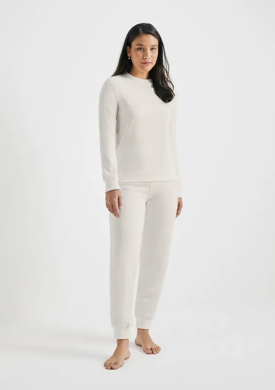 Pijama Longo Feminino Em Moletinho Peluciado - Off white XP