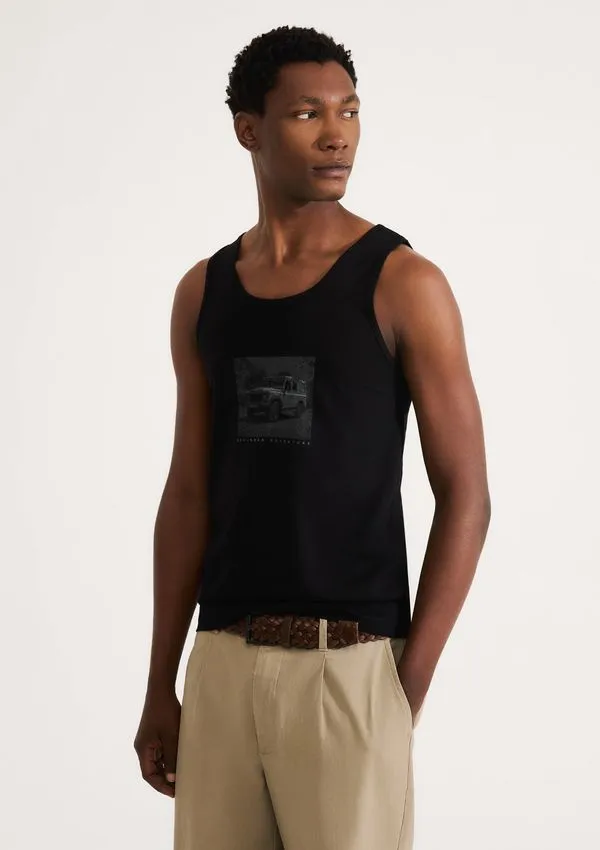 Regata Básica Masculina Slim Em Malha - Preto XG