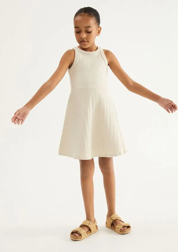Vestido Infantil Curto Ribana Com Linho - Off white 010