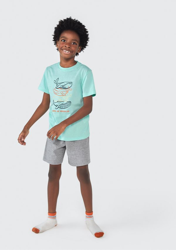 Pijama Infantil Menino Curto Com Estampa - Verde 006