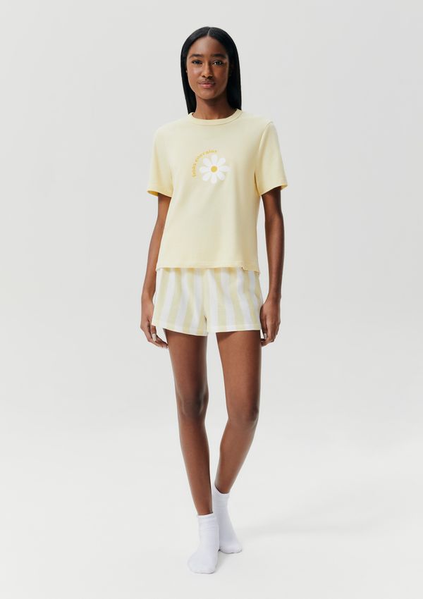 Pijama Curto Feminino + Saquinho - Amarelo XG