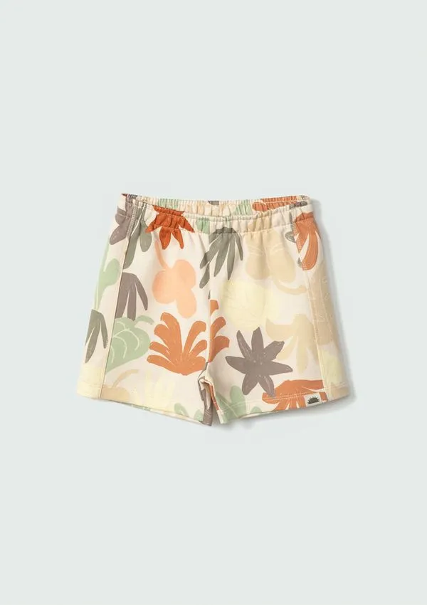 Shorts de Moletom Infantil Menino Toddler Estampado - Off white 004