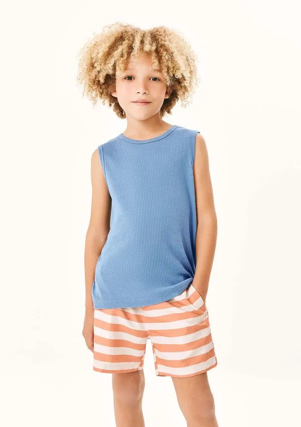 Regata Infantil Menino Básica Canelada - Azul 010