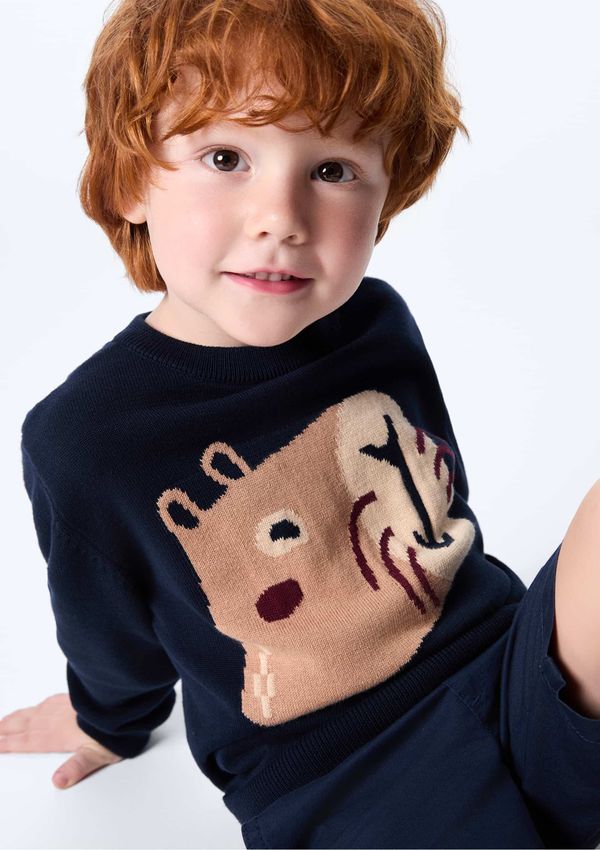 Blusão Infantil Menino Toddler Em Tricô - Azul 004