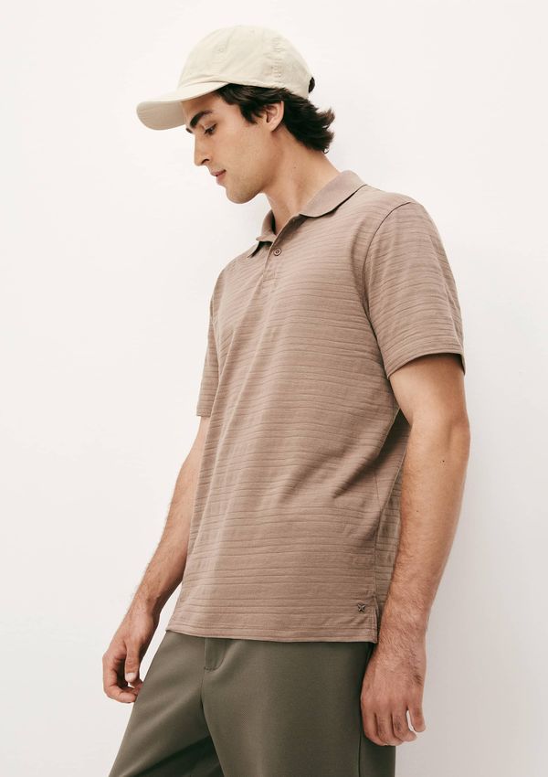 Camisa Polo Masculina Manga Curta Texturizada - Marrom M