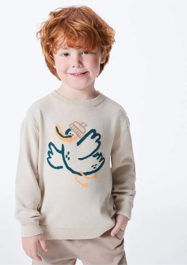 Blusão Infantil Menino Toddler Em Tricô - Bege 004