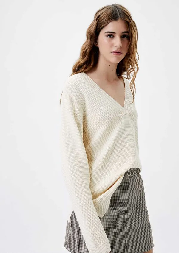 Blusa Feminina Manga Longa Em Tricô - Creme XP
