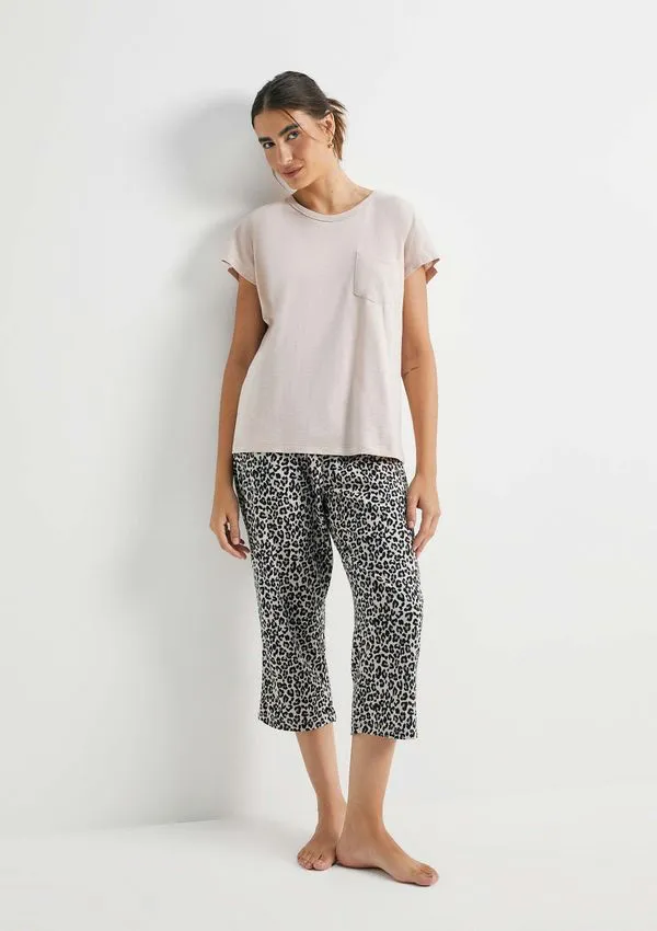 Pijama Longo Feminino Estampado - Bege XXG