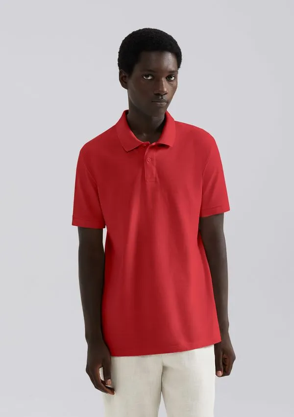 Camisa Polo Básica Masculina Manga Curta Em Piquet - Vermelho G