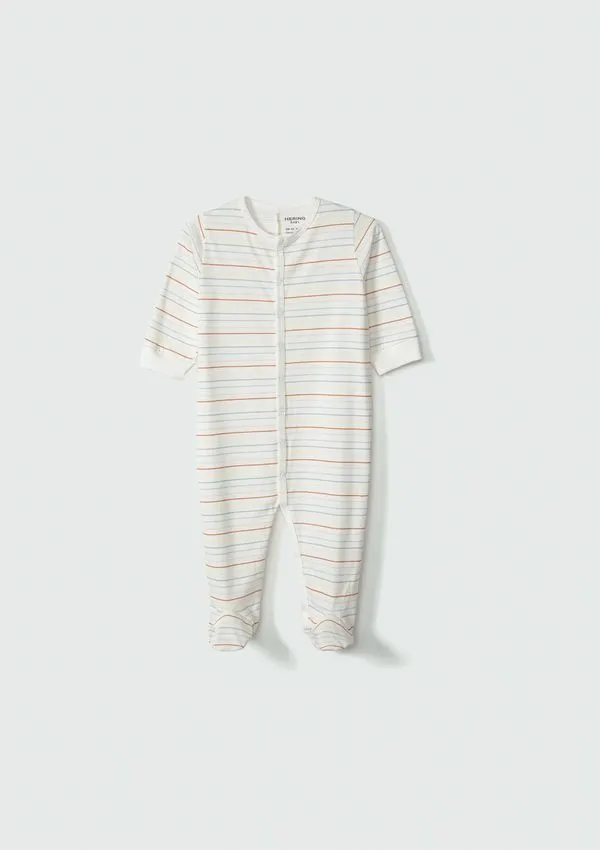 Macacão Pezinho Bebê Unissex Manga Longa - Off white 06M