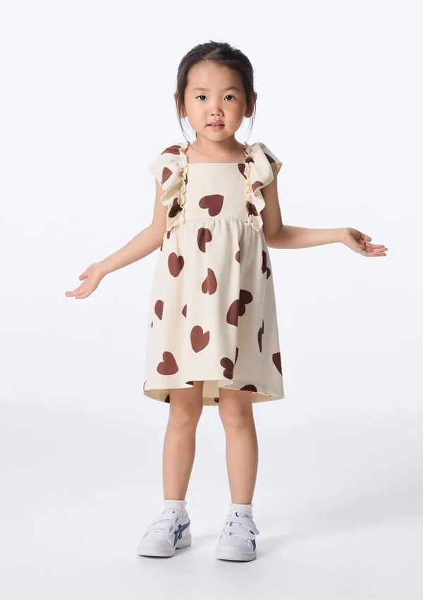 Vestido Infantil Menina Curto Estampado - Creme 004