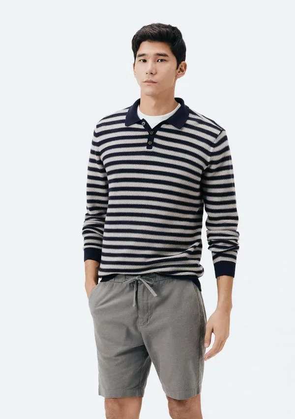 Bermuda Masculina Reta Com Linho - Cinza 042