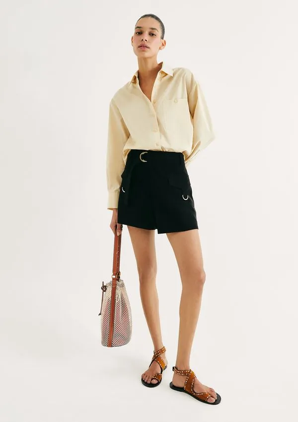 Shorts Saia Cargo Em Peach Touch - Preto 042