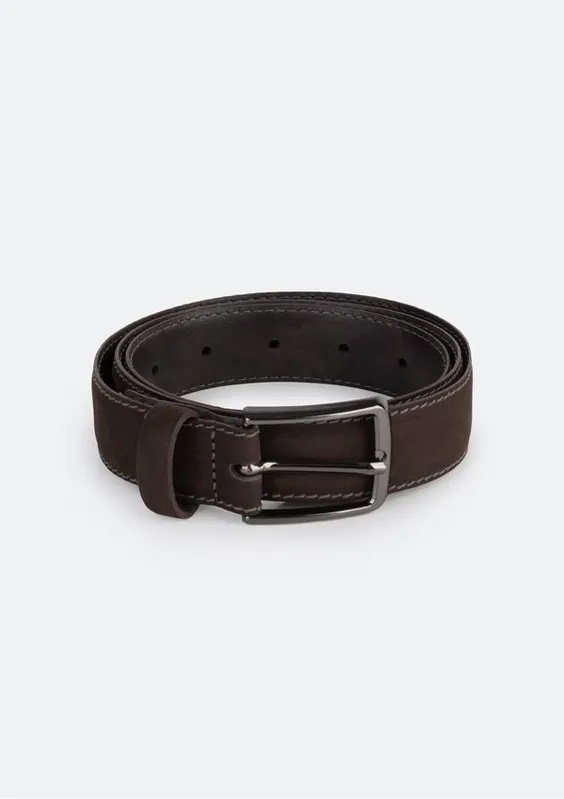 Cinto Masculino Nobuck Com Fivela Em Metal - Marrom M