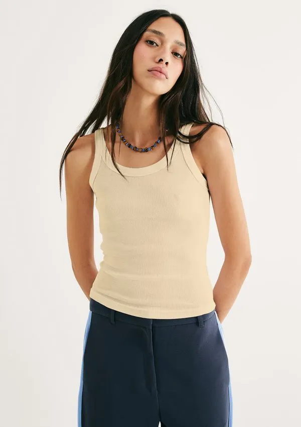 Regata Básica Feminina Slim Rib - Amarelo EXG