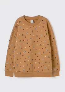 Blusão de Moletom Infantil Menino Estampado - Marrom 012